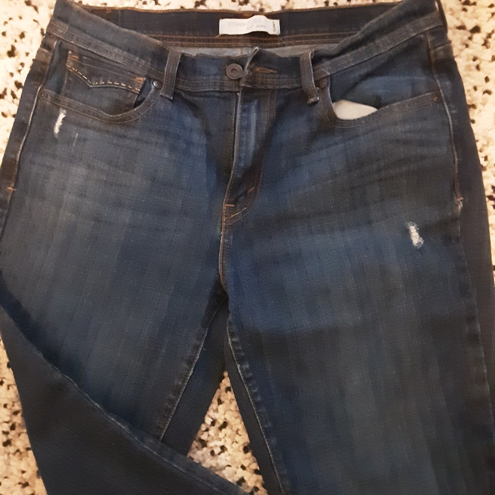 Levis Straight Leg 505 Dark Wash Distressed 10M